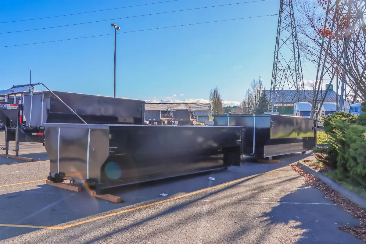 Roll-off dumpster ready for waste disposal at job site for 10 Yard Dumpster Rental in Mendon